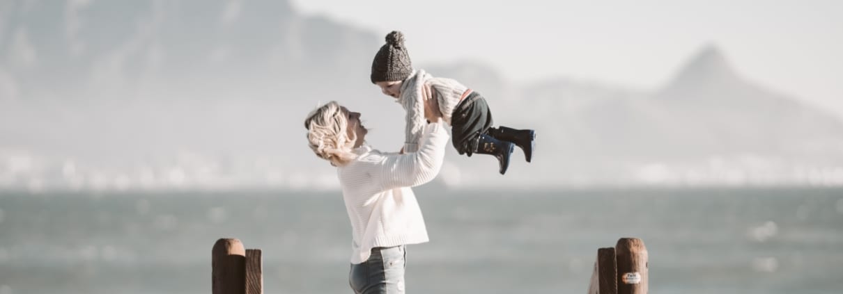 family-near-water