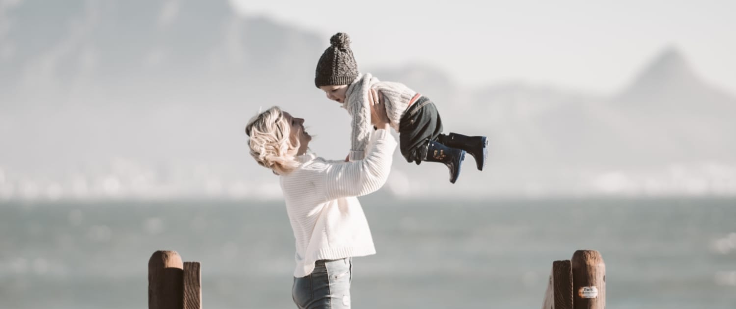family-near-water