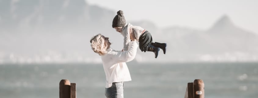 family-near-water