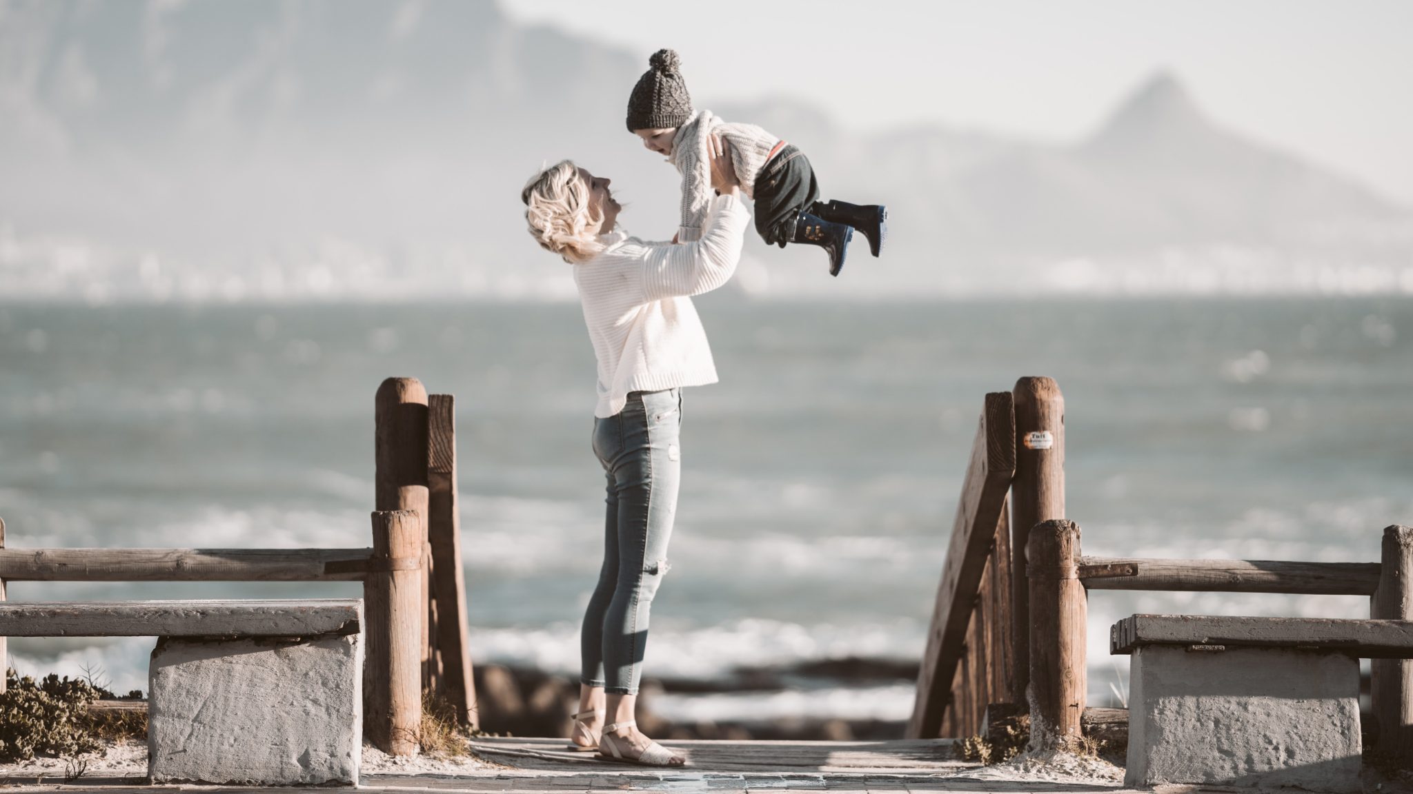 family-near-water
