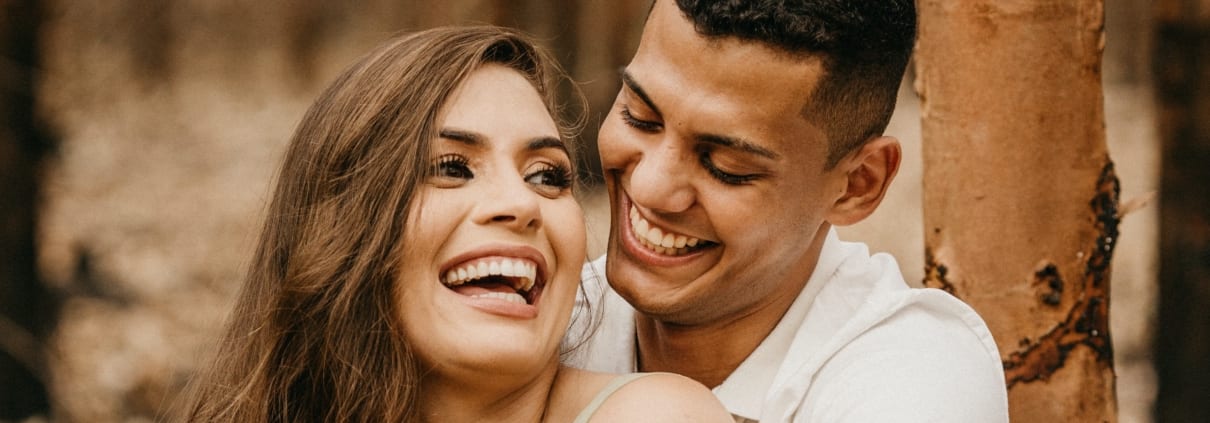 couple laughing together