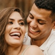 couple laughing together