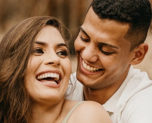 couple laughing together
